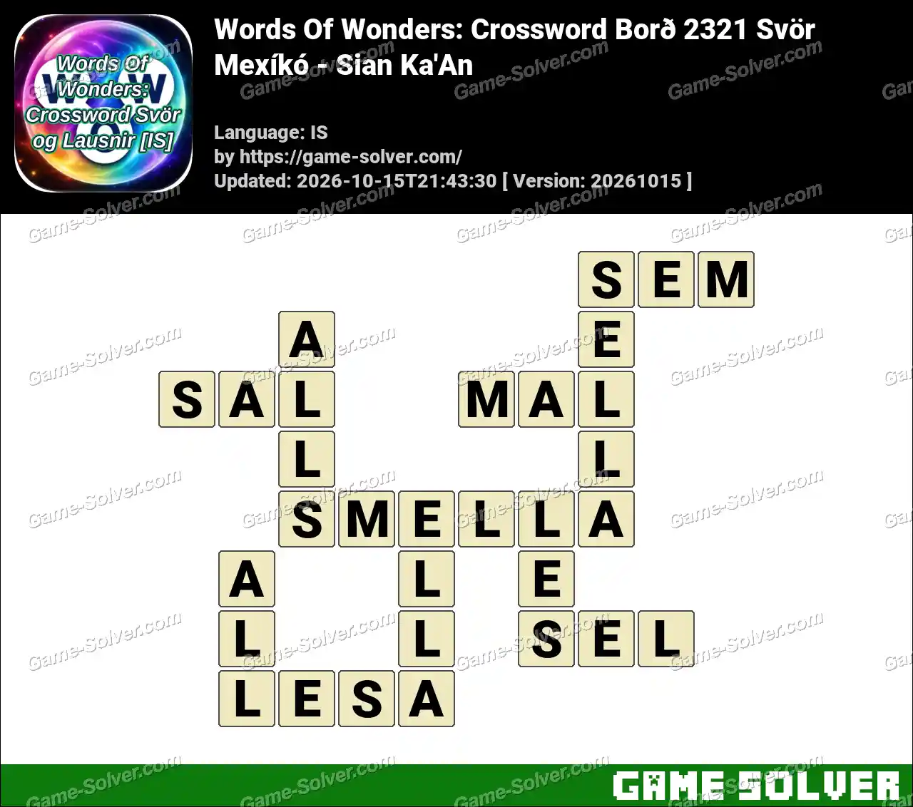 Words Of Wonders: Crossword Borð 2321 Svör – Mexíkó – Sian Ka’An